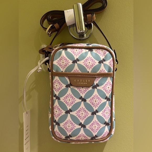 RADLEY LONDON Willow Walk Pink & Blue Crossbody With Leather Trim. - Picture 8 of 12